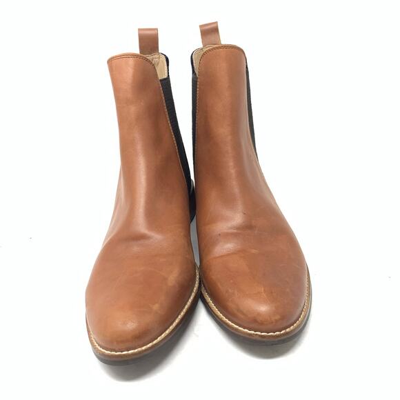 Joules Westbourne Tan Leather Navy Blue Velvet Chelsea Boot US Womens Size 9 - Picture 2 of 9